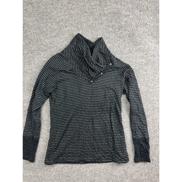 Columbia Shirt Womens Medium Black Striped Cowl Neck Snap Pullover Long Sleeve - Picture 1 of 6